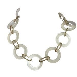Clear Plastic Link Gold Tone Necklace Artsy Art to Wear Funky